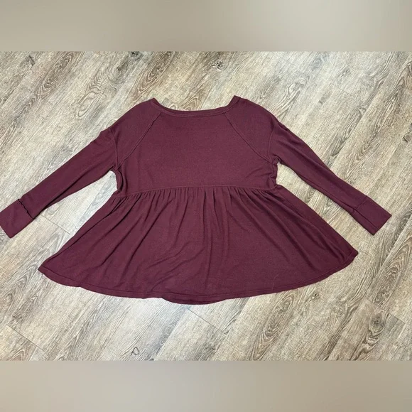 FREE PEOPLE Forever Your Girl Babydoll Tee in Garnet - Picture 3 of 6